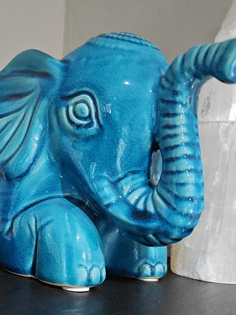 Blue Ceramic Elephant Figurine thumbnail