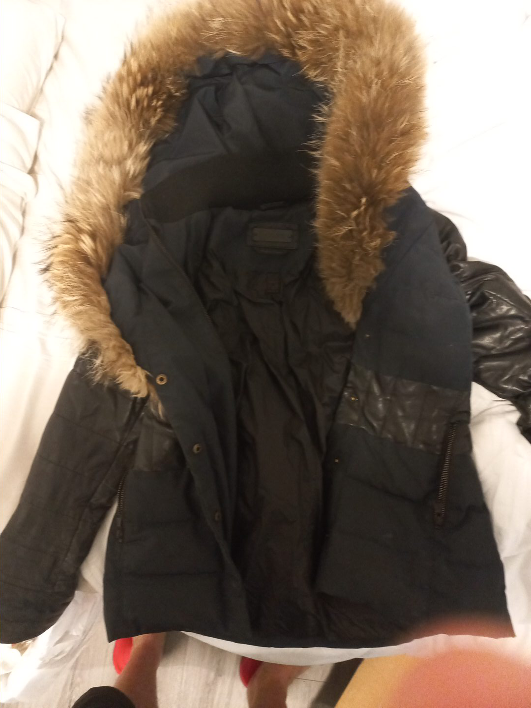 Danier Black Down Parka with Fur Hood thumbnail