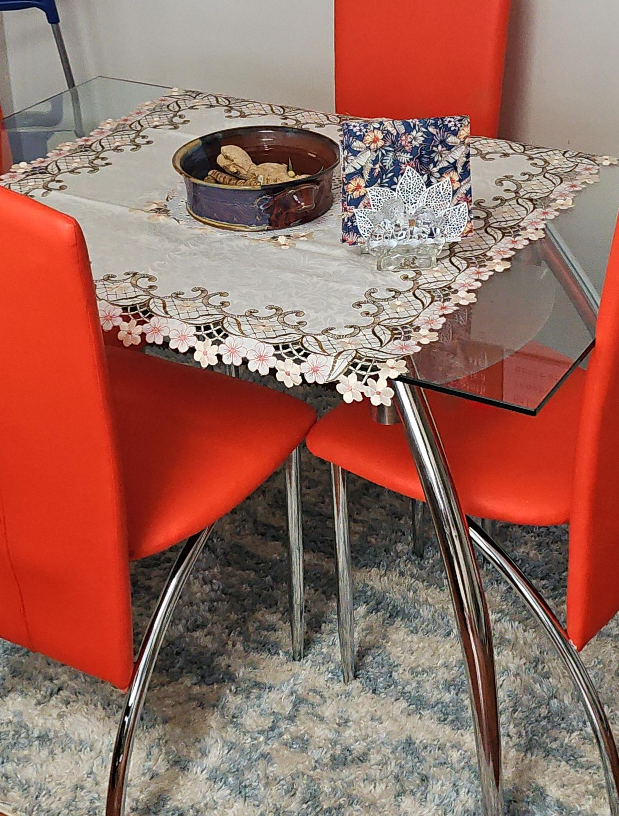 Dining Table with Red Chairs thumbnail