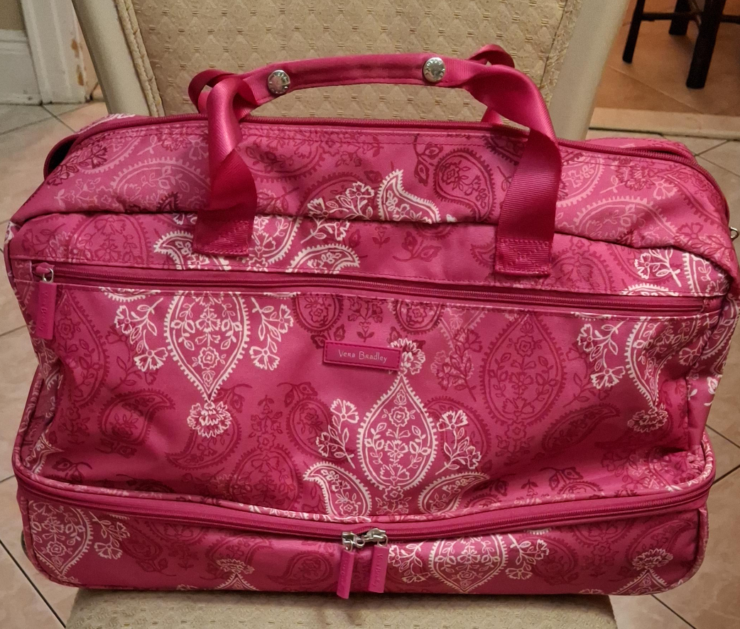 Vera Bradley Pink Paisley Rolling Duffel Bag thumbnail