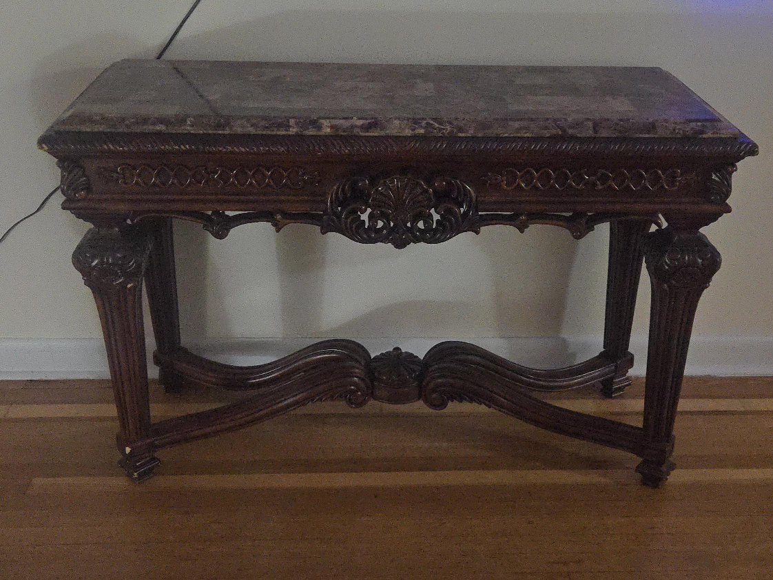 Antique Marble Top Console Table thumbnail