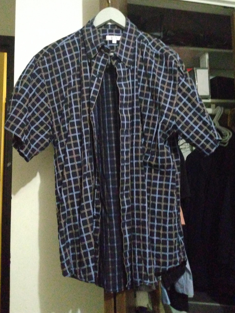 Bill Blass Plaid Short Sleeve Shirt - Size L thumbnail