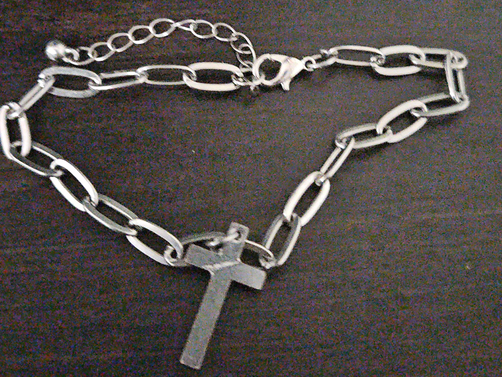 Silver Chain Bracelet with Cross Pendant thumbnail