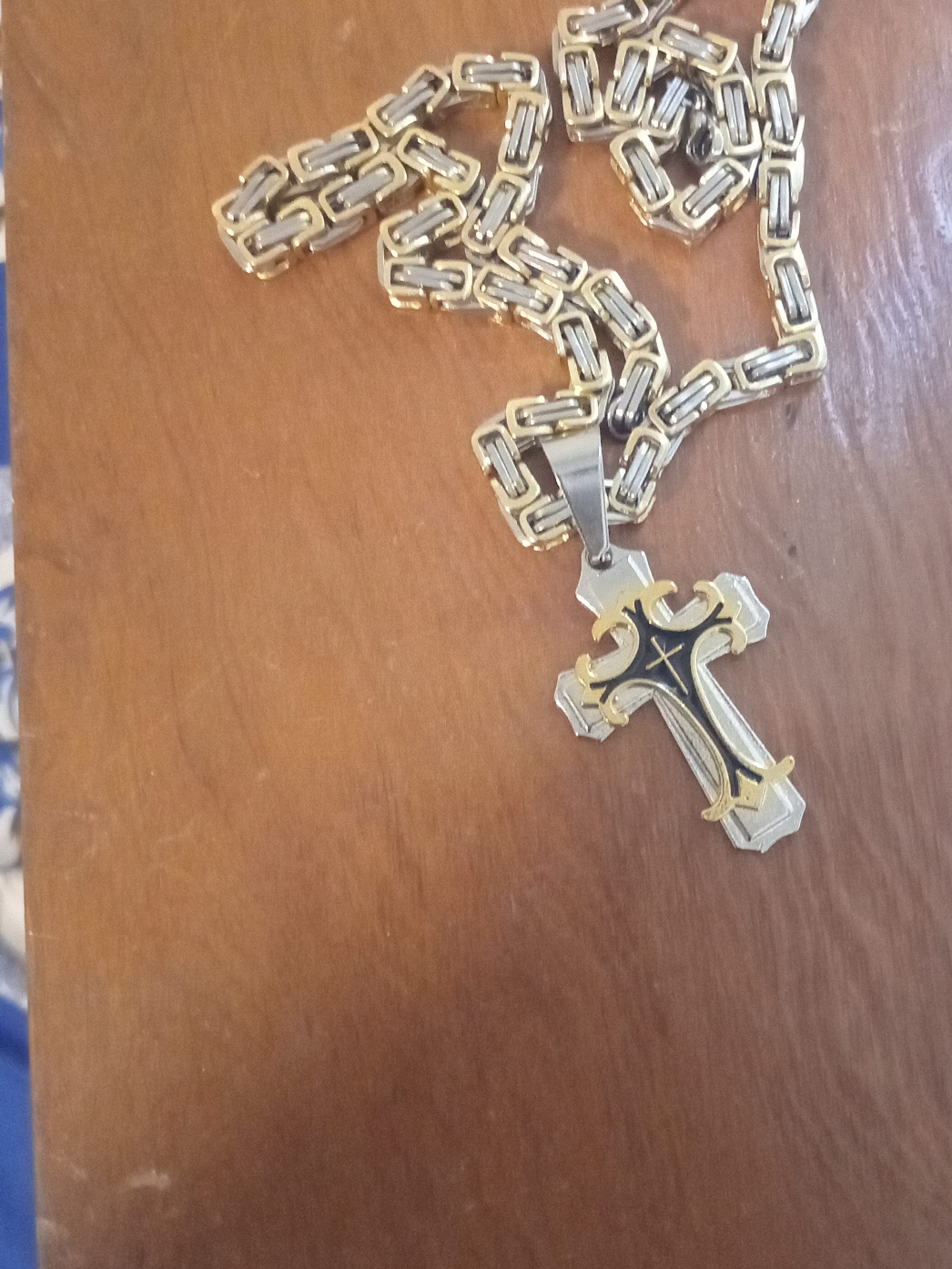 Cross Pendant Necklace Silver & Gold