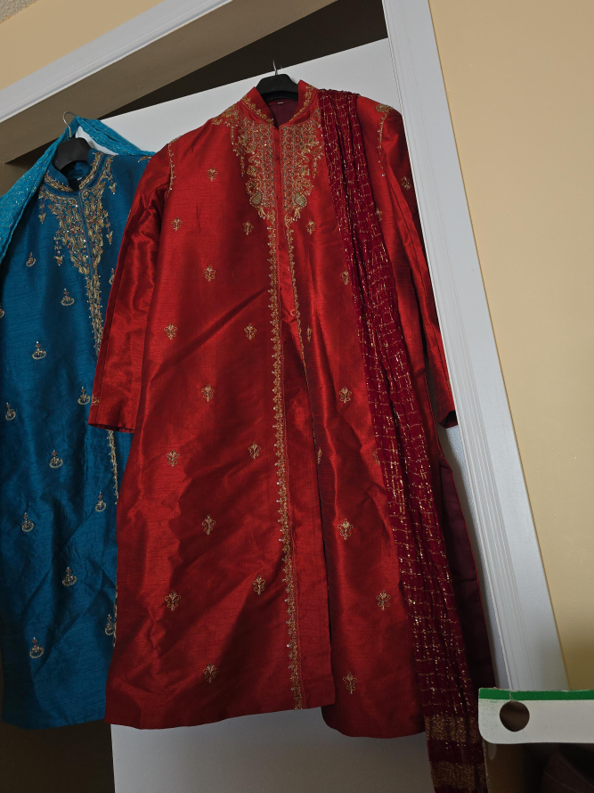 Red Sherwani with Dupatta thumbnail