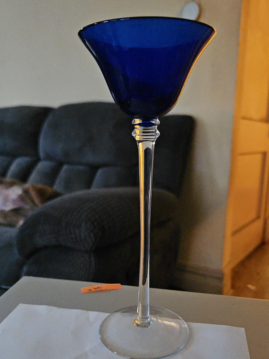 Blue Glass Candlestick Holder thumbnail