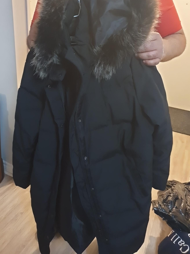Cleo Women's Puffer Coat with Fur Hood - Black - XXL