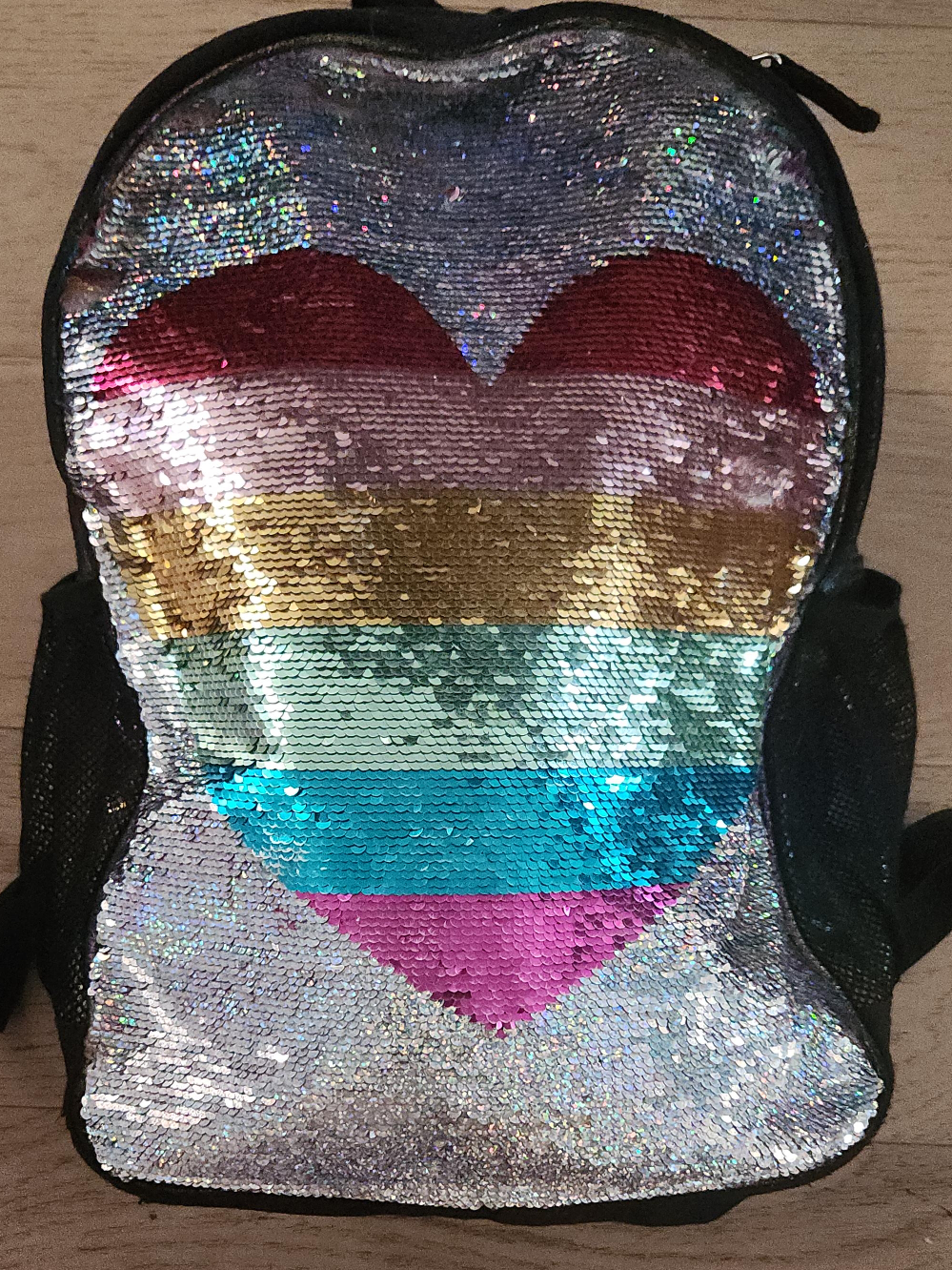 Girl's Sequin Rainbow Heart Backpack thumbnail