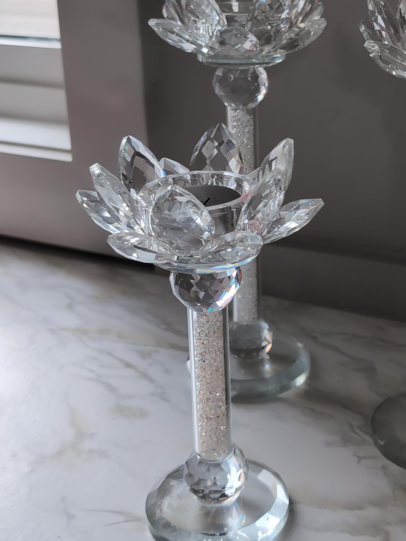 Crystal Lotus Candle Holders (Set of 3) thumbnail