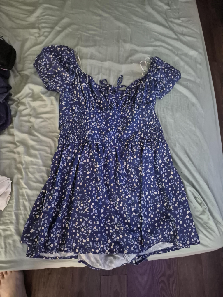 Blue Floral romper like dress thumbnail