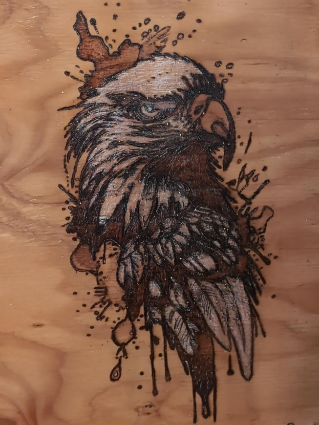 Eagle Wood Burning Art by Sandra Dallas thumbnail