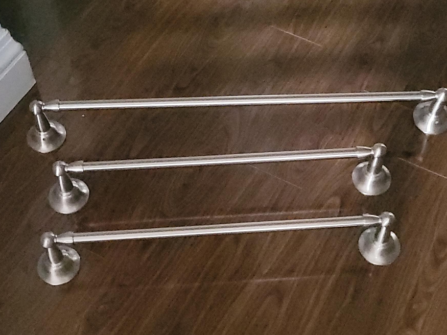 Set of 3 Silver Moen Towel Bars thumbnail