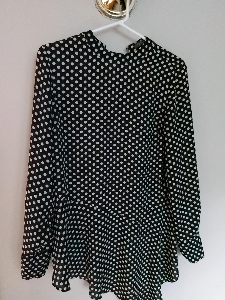 Suzy Sheir Polka Dot Assymmetrical Blouse - Size S thumbnail