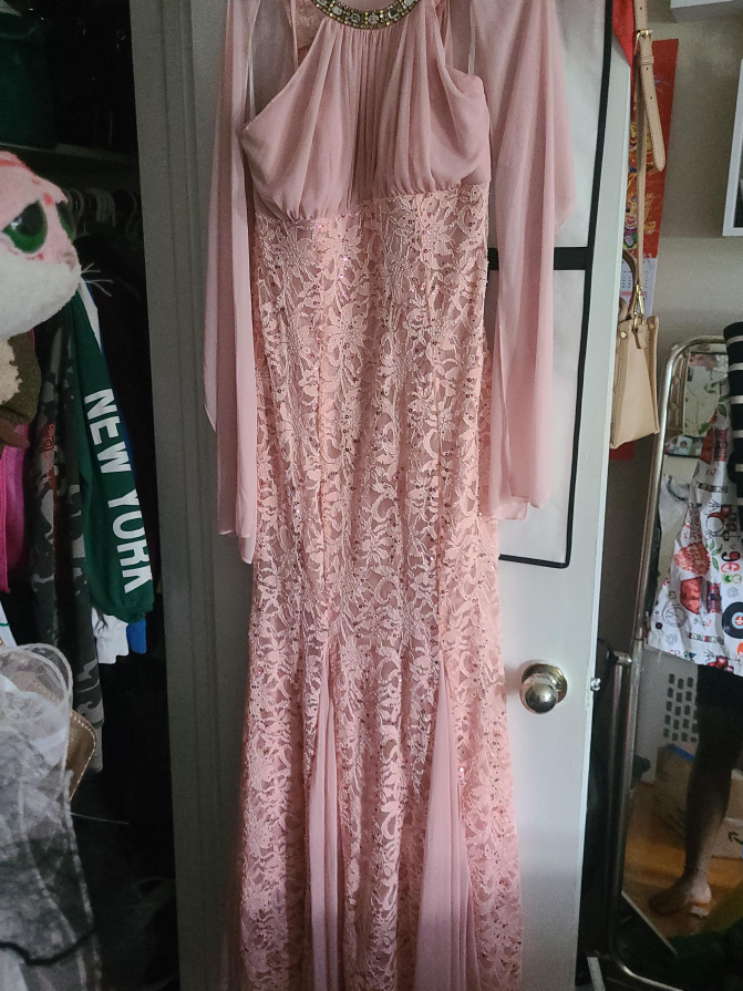 Pink Lace Formal Dress thumbnail