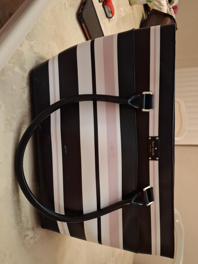 Kate Spade Tote Bag - Black/White Stripe thumbnail
