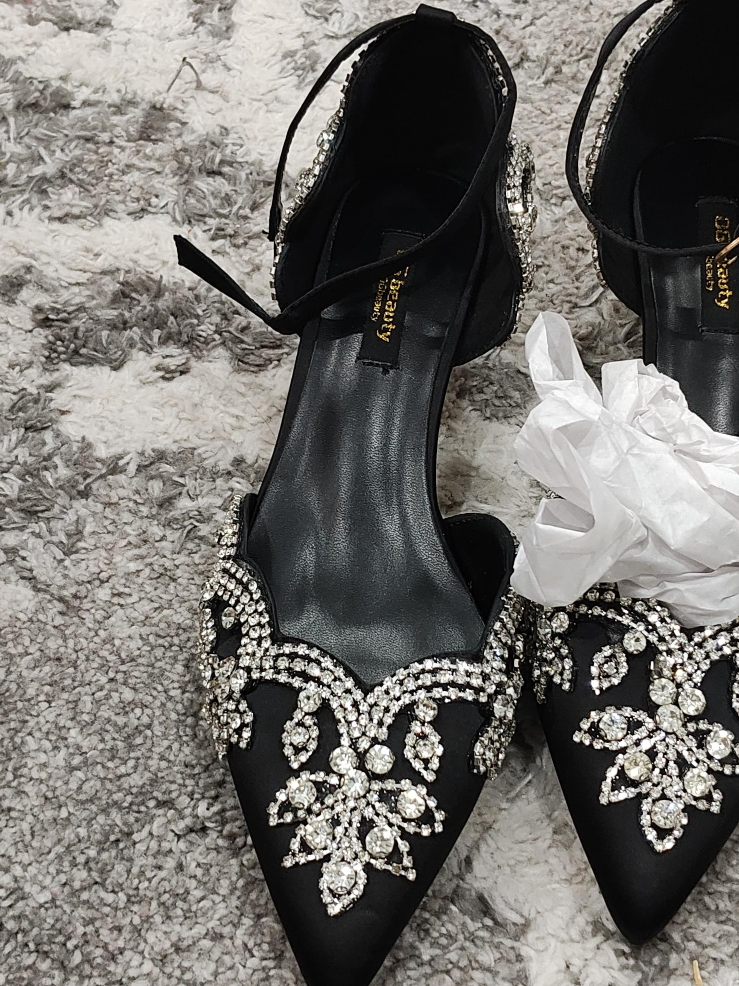 DB Beauty Black Rhinestone Heels thumbnail