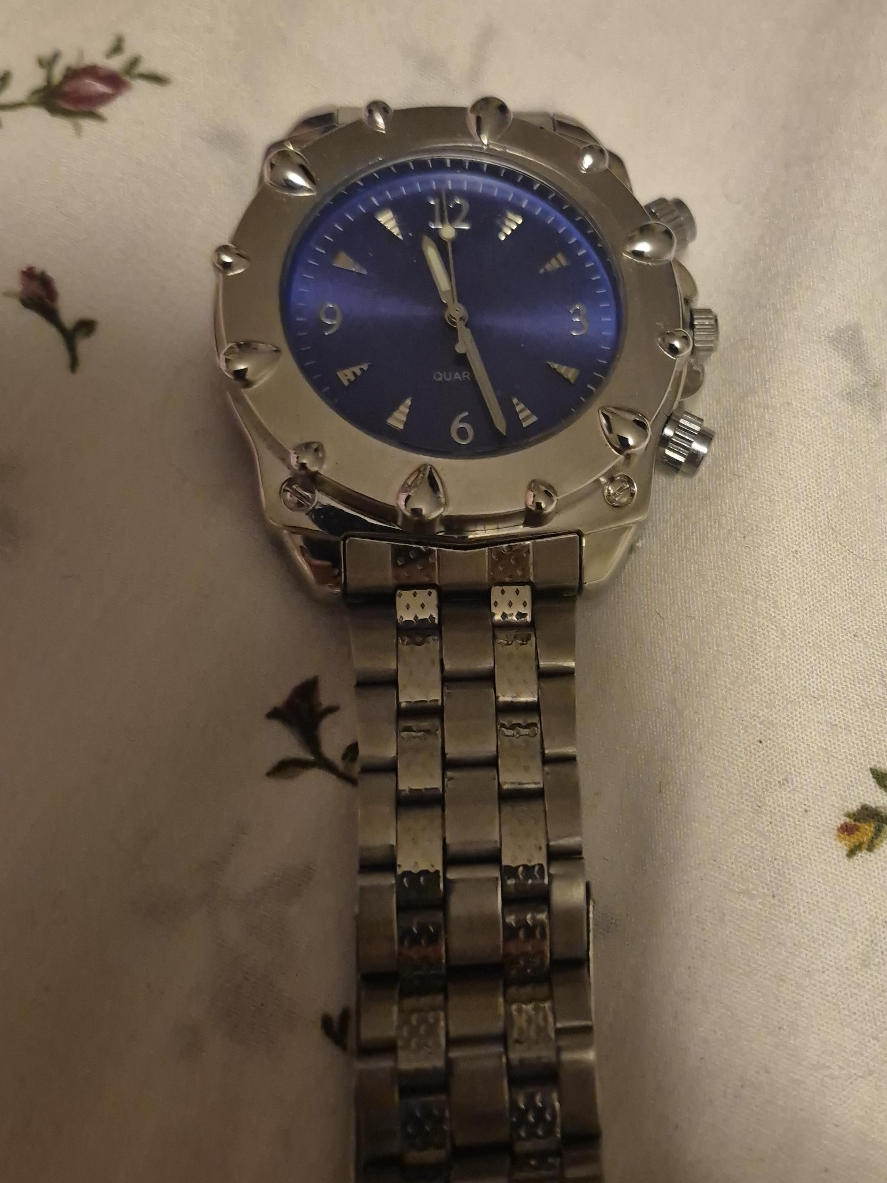 Silver-tone Quartz Watch with Blue Face thumbnail
