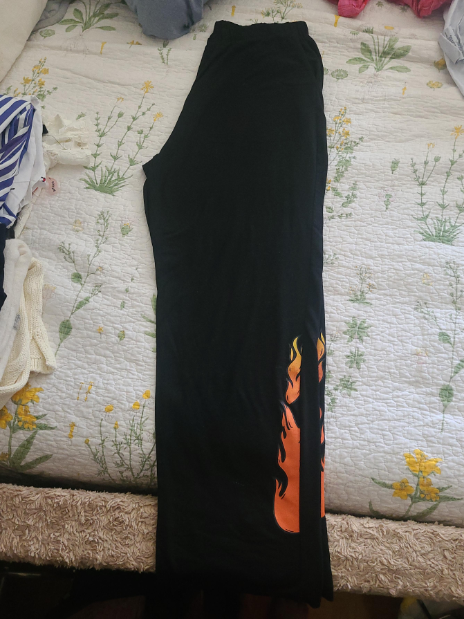 Black Lounge Pants with Flame Design thumbnail