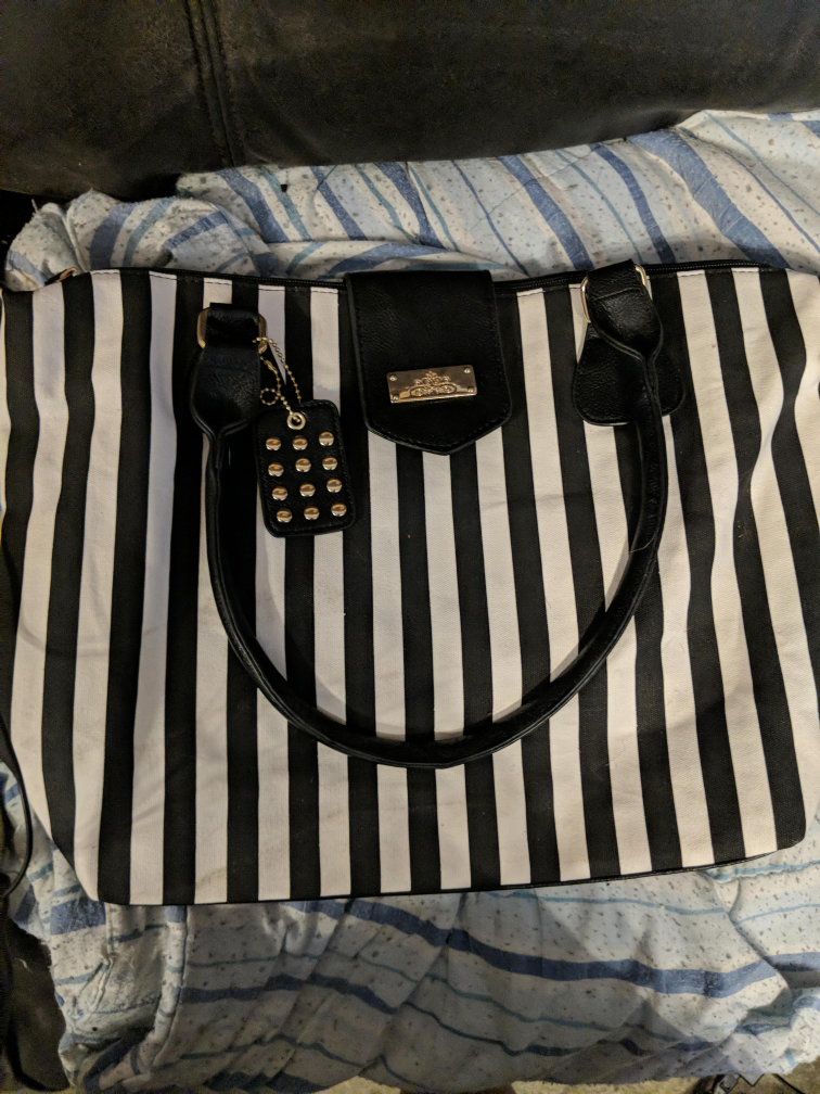 Call It Spring brand new white and black striped medium tote