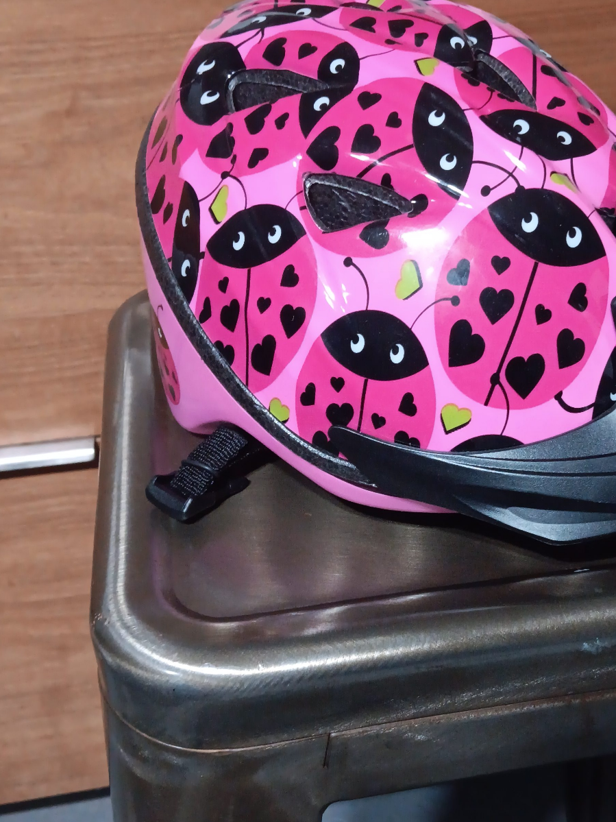 Pink Ladybug Kids Helmet thumbnail