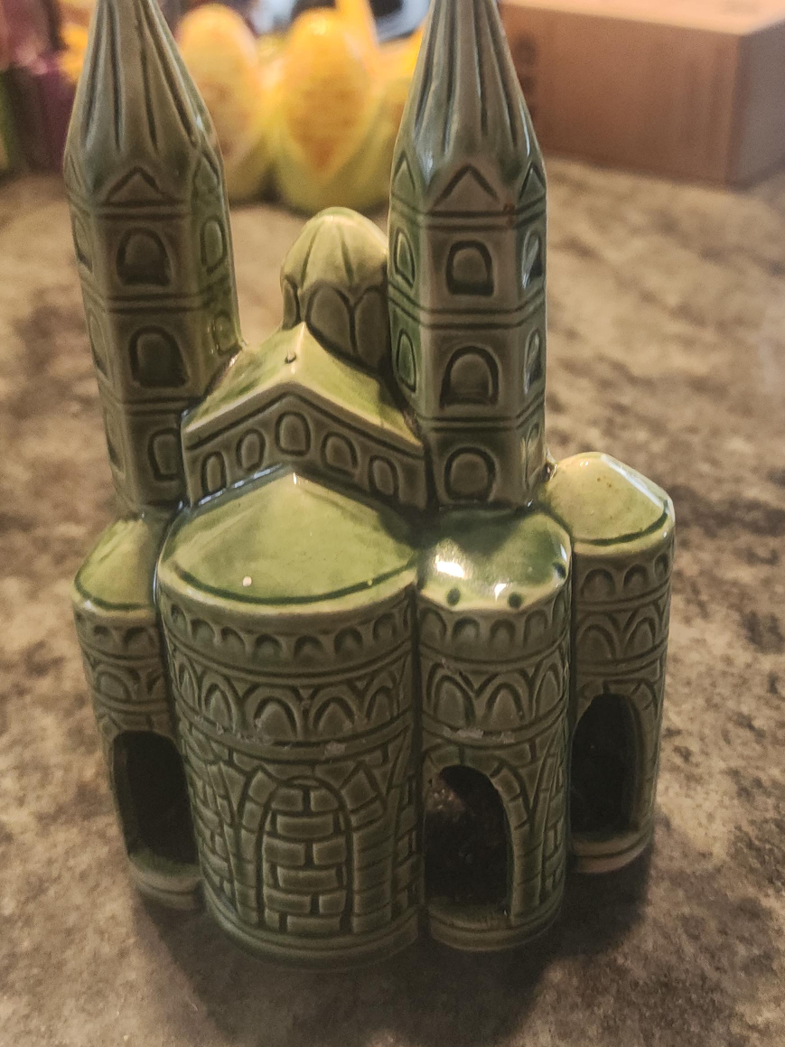 Green Ceramic Castle Candle Holder thumbnail