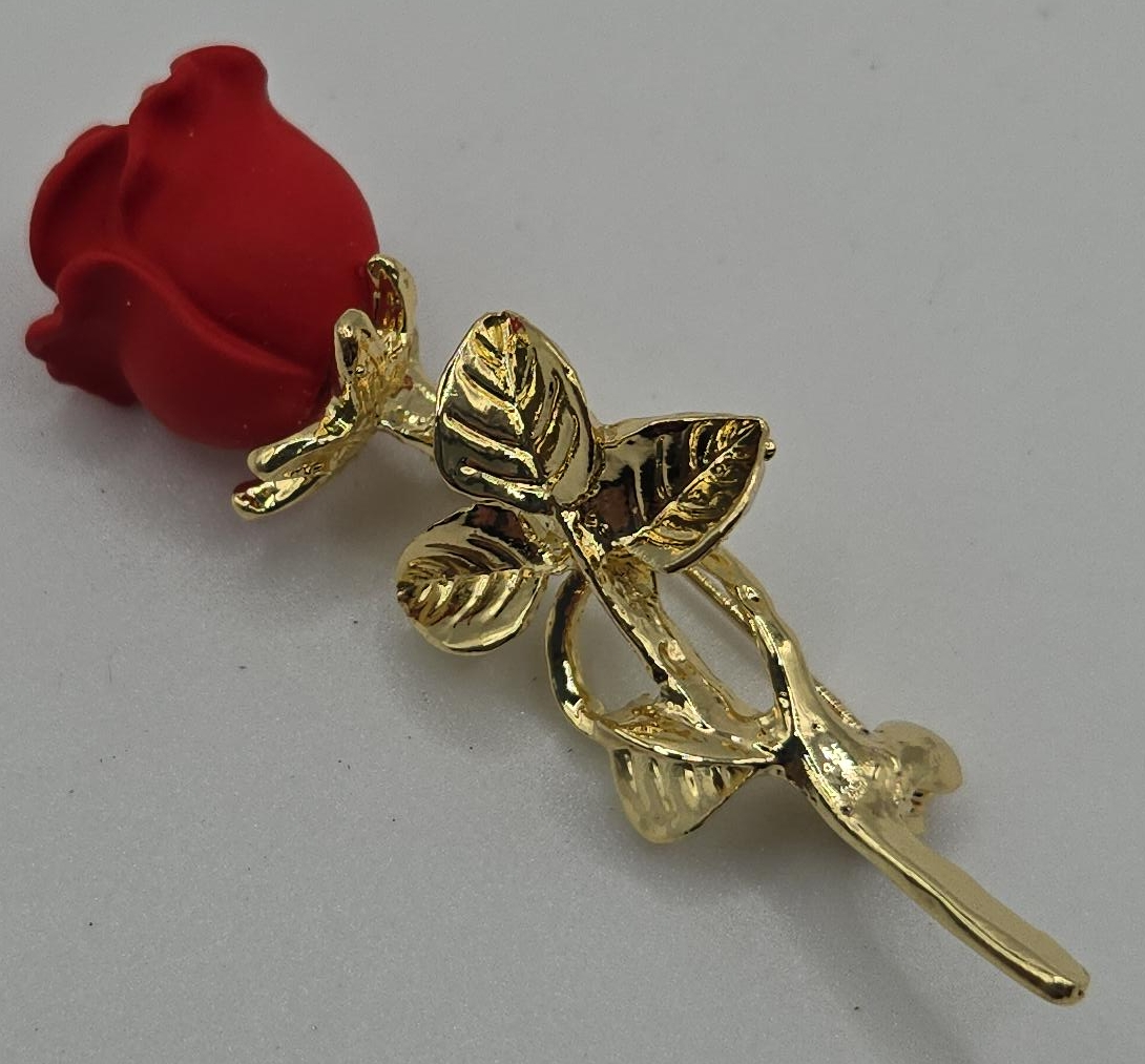 Red Rose Gold-Tone Brooch thumbnail