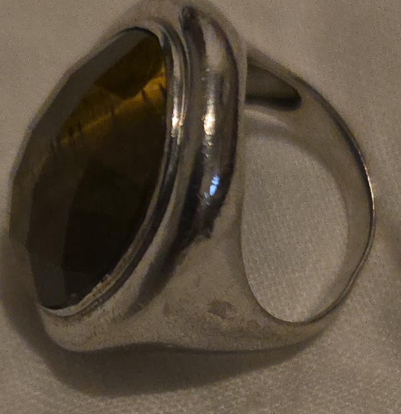 Huge Tiger's Eye Stone Ring Sterling Silver thumbnail