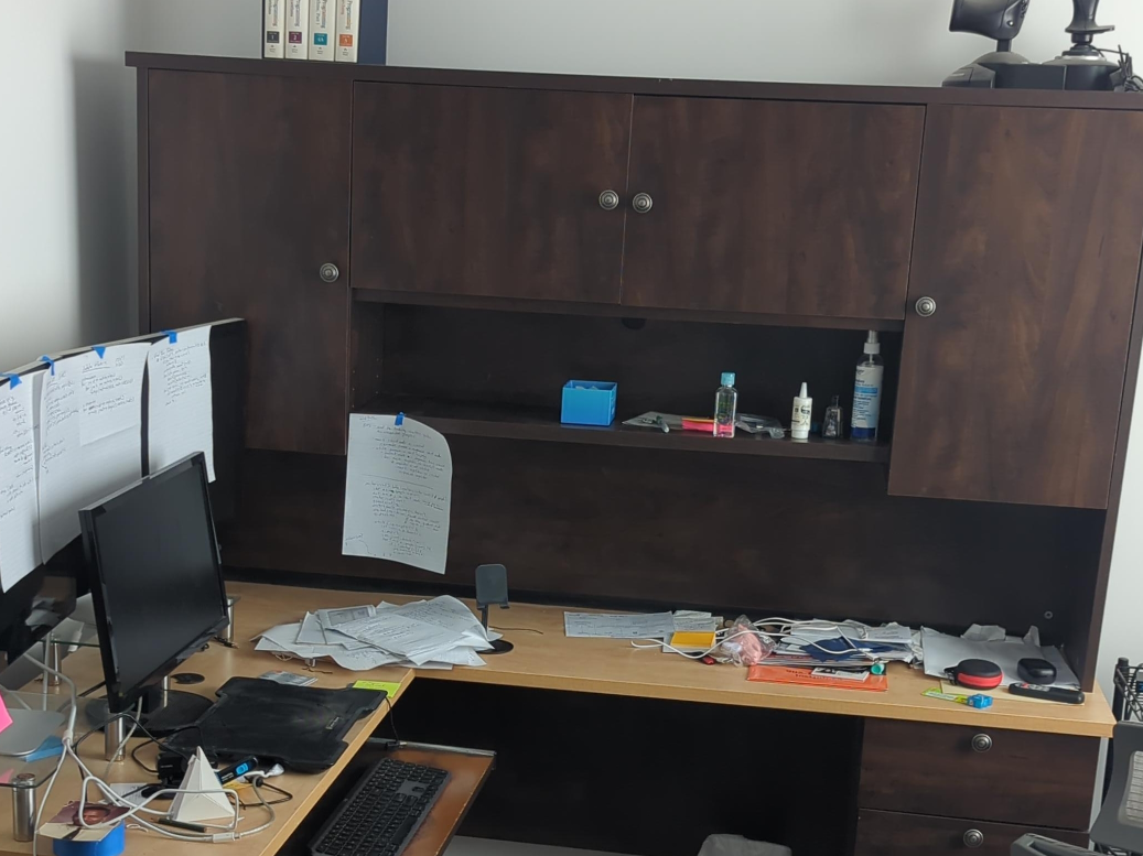Brown Wooden Desk with Hutch thumbnail