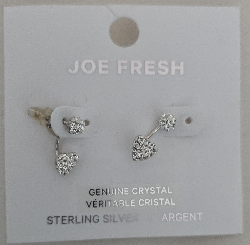 Joe Fresh Sterling Silver Crystal Heart Earrings thumbnail