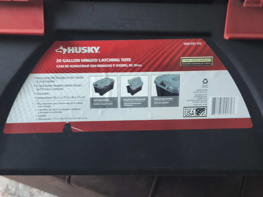 2 Husky 20 Gallon Hinged Latching Tote - photo 2