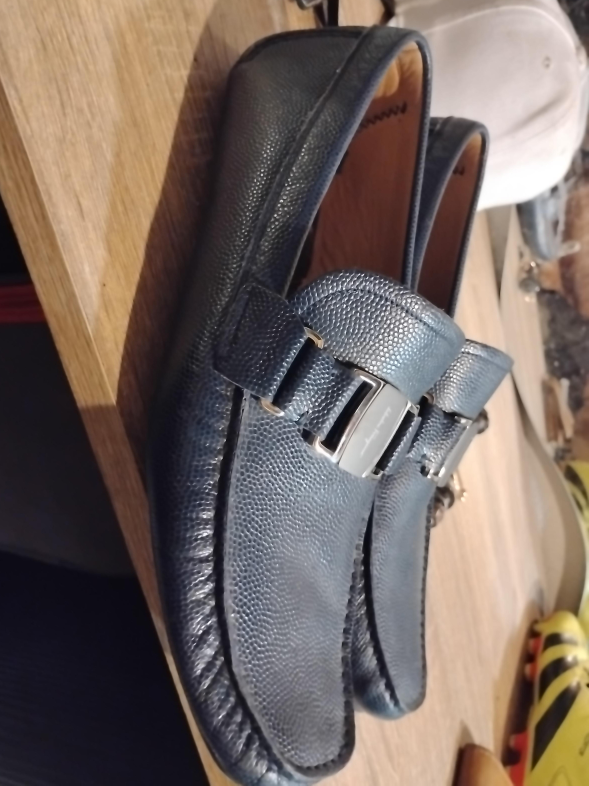 Salvatore Ferragamo Blue Leather Loafers thumbnail