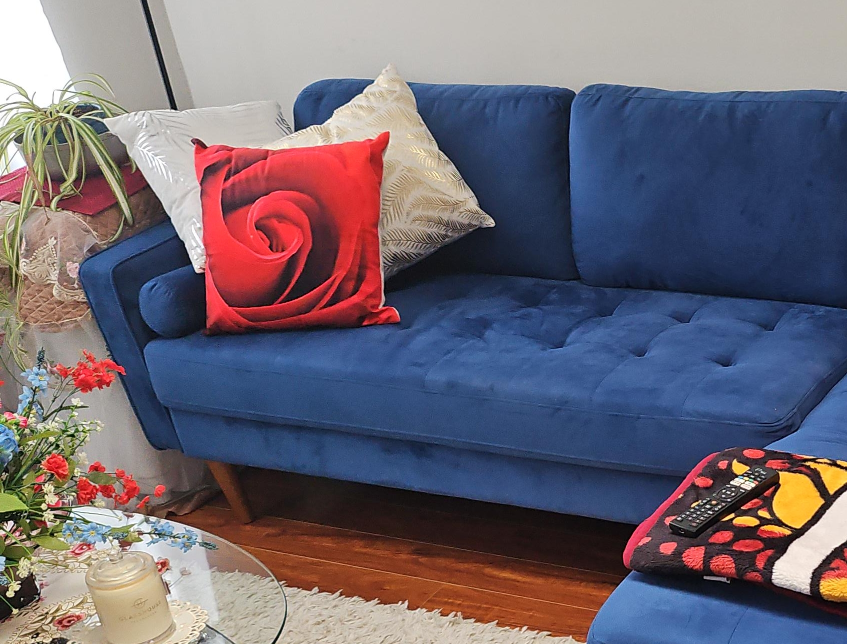 Blue Velvet Sectional Sofa thumbnail