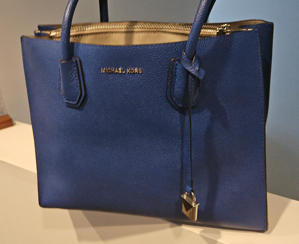 Michael Kors Blue Leather Tote Bag thumbnail