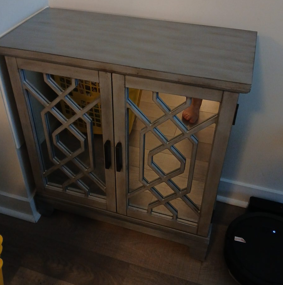 Grey Mirrored Accent Cabinet thumbnail