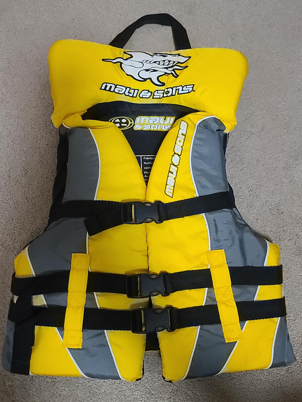 Maui & Sons Youth Life Jacket - Yellow/Grey