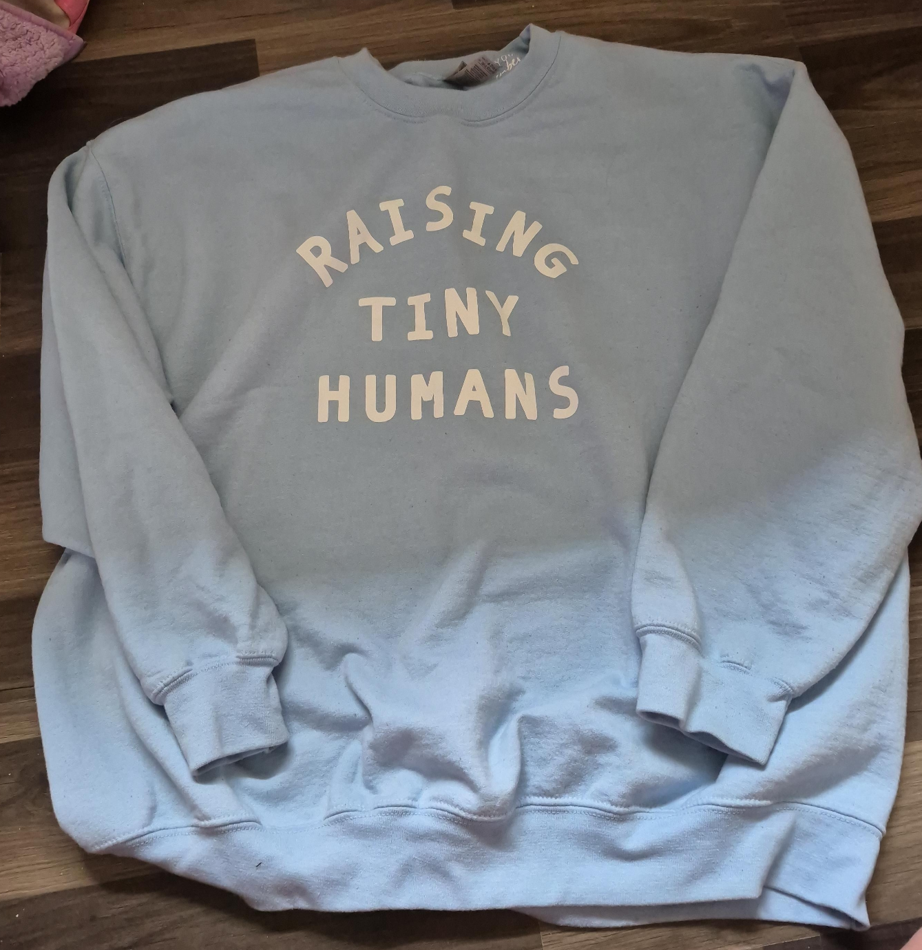 Raising Tiny Humans Crewneck Sweatshirt - Light Blue thumbnail
