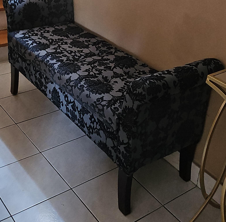 🇨🇦 Patterned Upholstered Bench With Storage - photo 4
