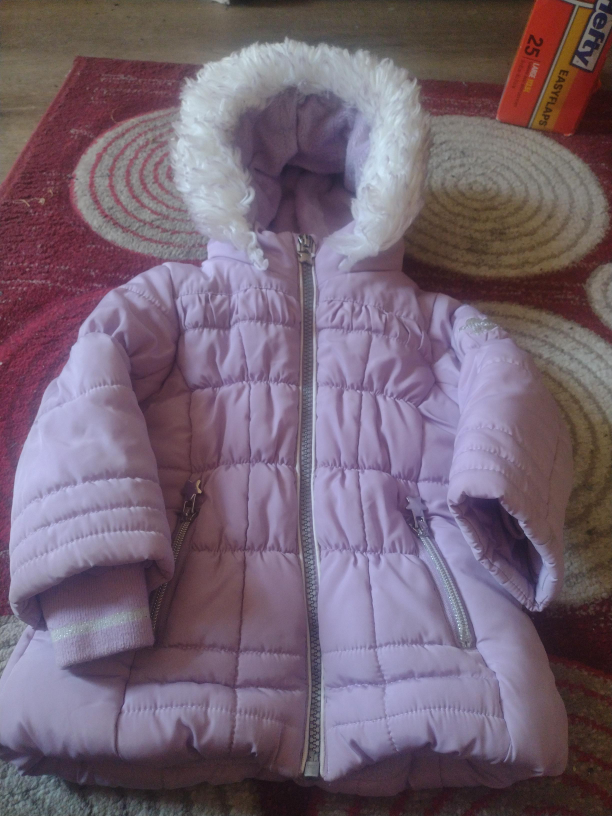Lilac Puffer Jacket with Fur Hood thumbnail