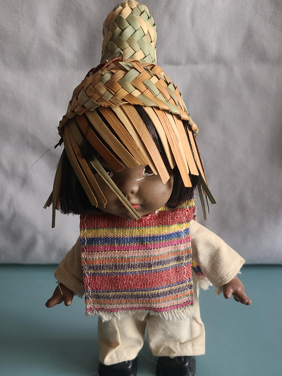 Vintage Mexican Doll with Straw Hat thumbnail
