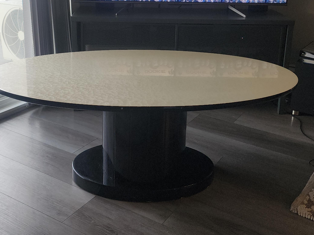 Round Cream & Black Coffee Table thumbnail