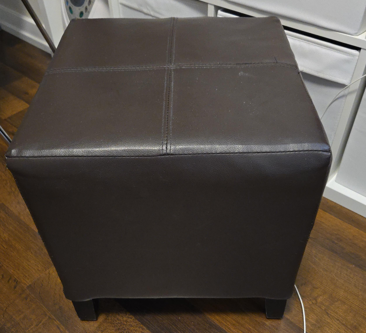 Brown Faux Leather Storage Ottoman thumbnail