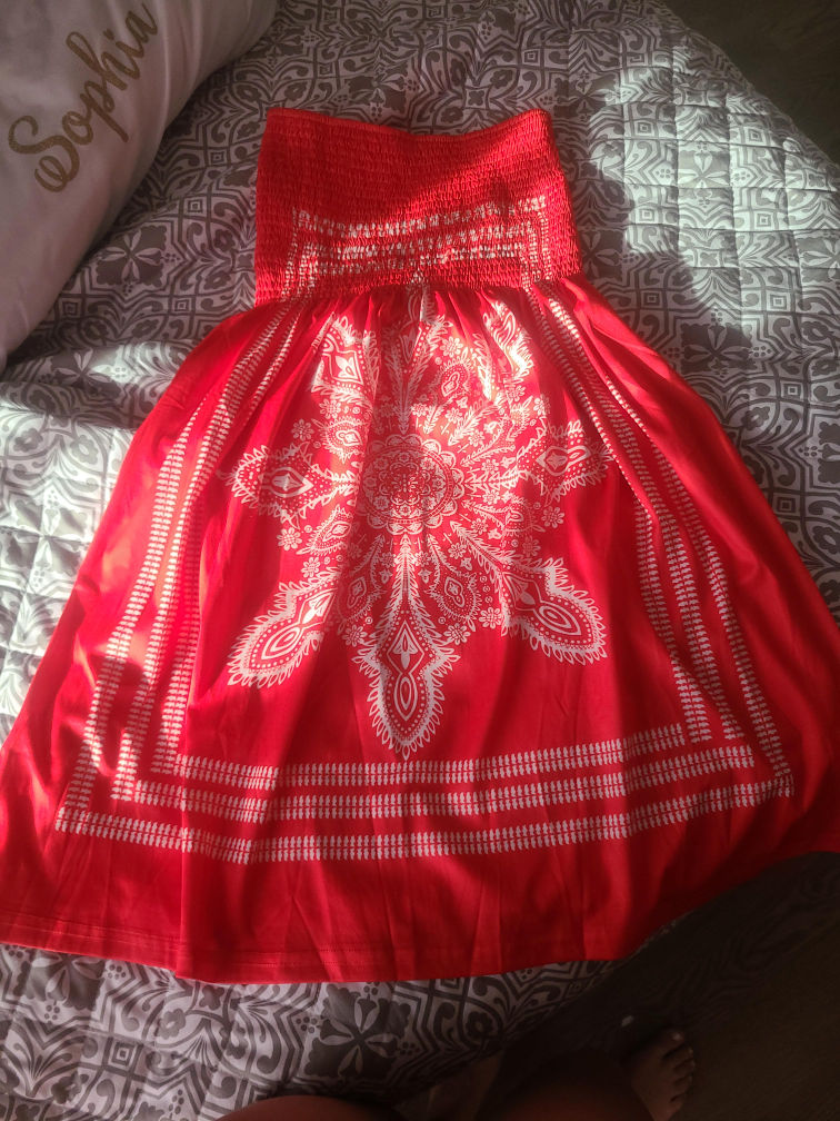 Red Sundress with White Pattern thumbnail