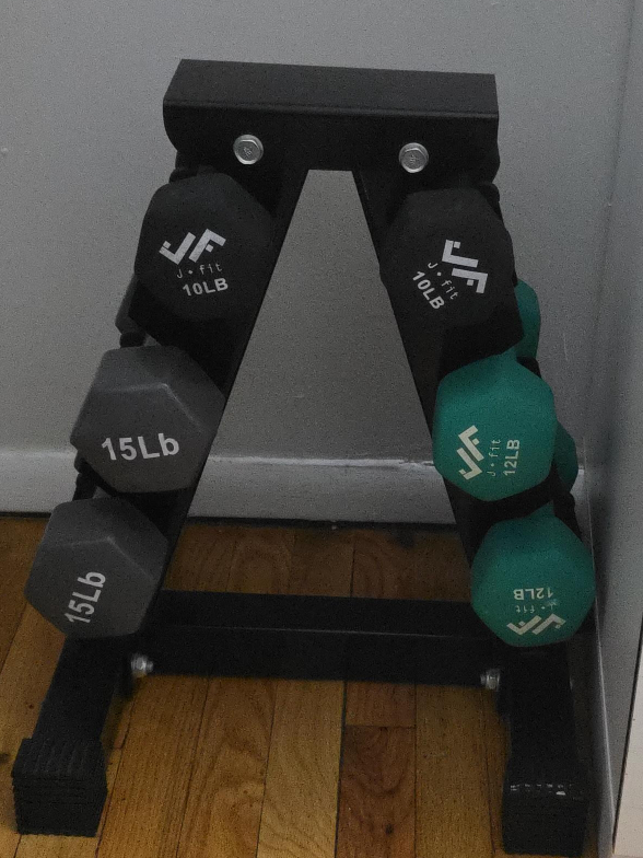 J.Fit Dumbbell Set with Rack - 10, 12, 15 lb