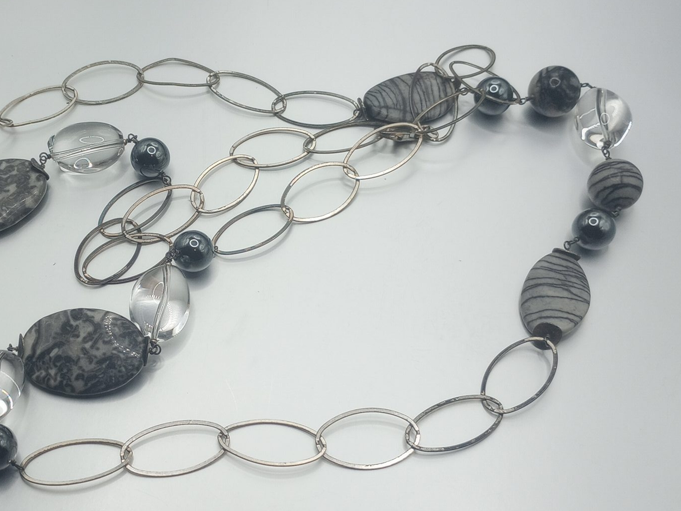 925 silver and Beaded stones Necklace thumbnail