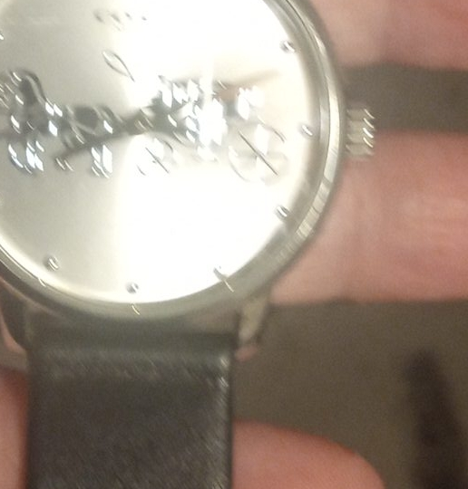 Silver Watch with Black Leather Band