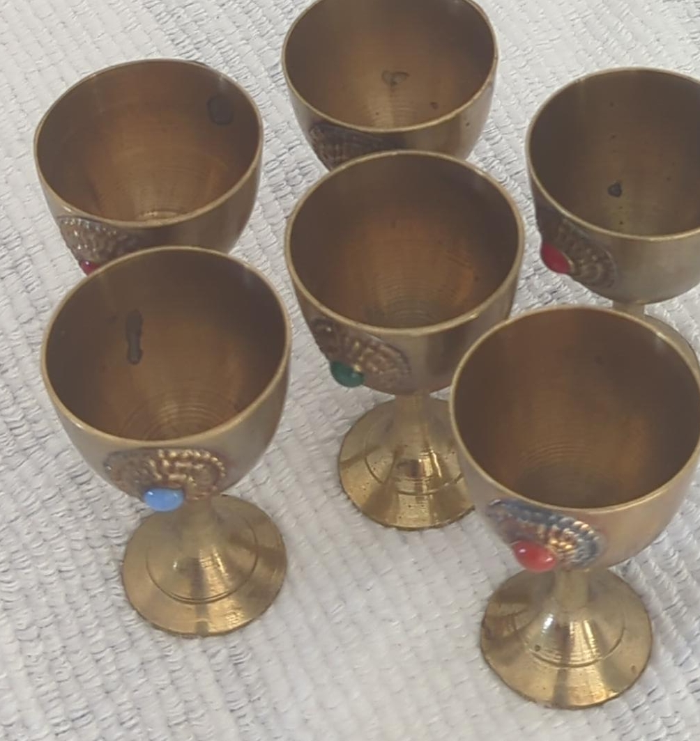 Set of 6 Vintage Brass Goblets thumbnail