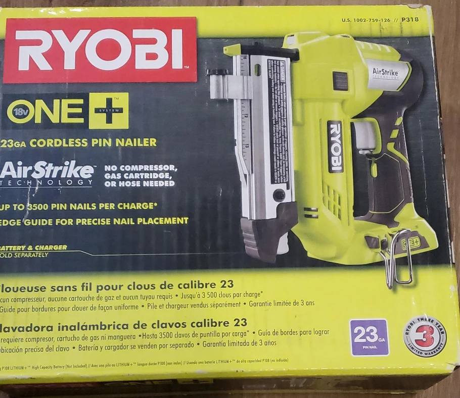 Ryobi One+ 18V 23GA Cordless Pin Nailer ***Never Opened*** thumbnail