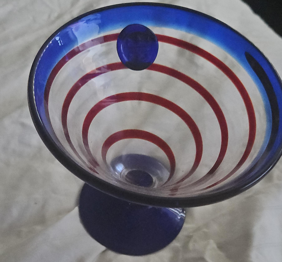 Red & Blue Striped Glass Martini Glass thumbnail
