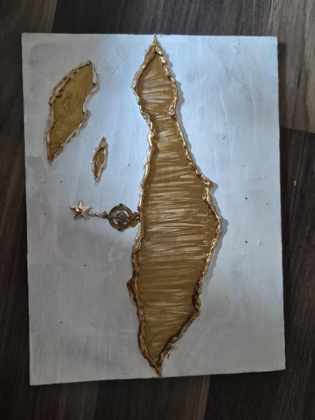 Handmade Gold & White Wall Art thumbnail