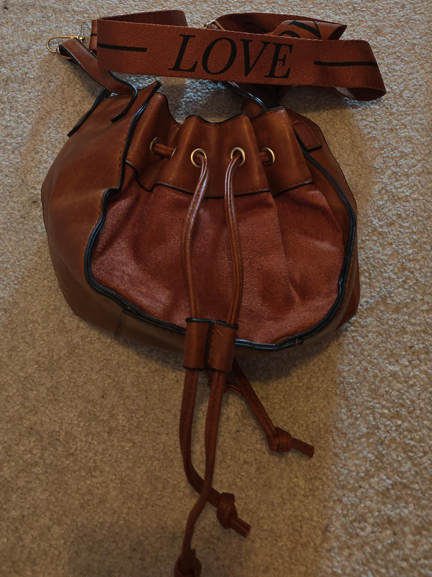 Brown Bucket Bag with LOVE Strap thumbnail